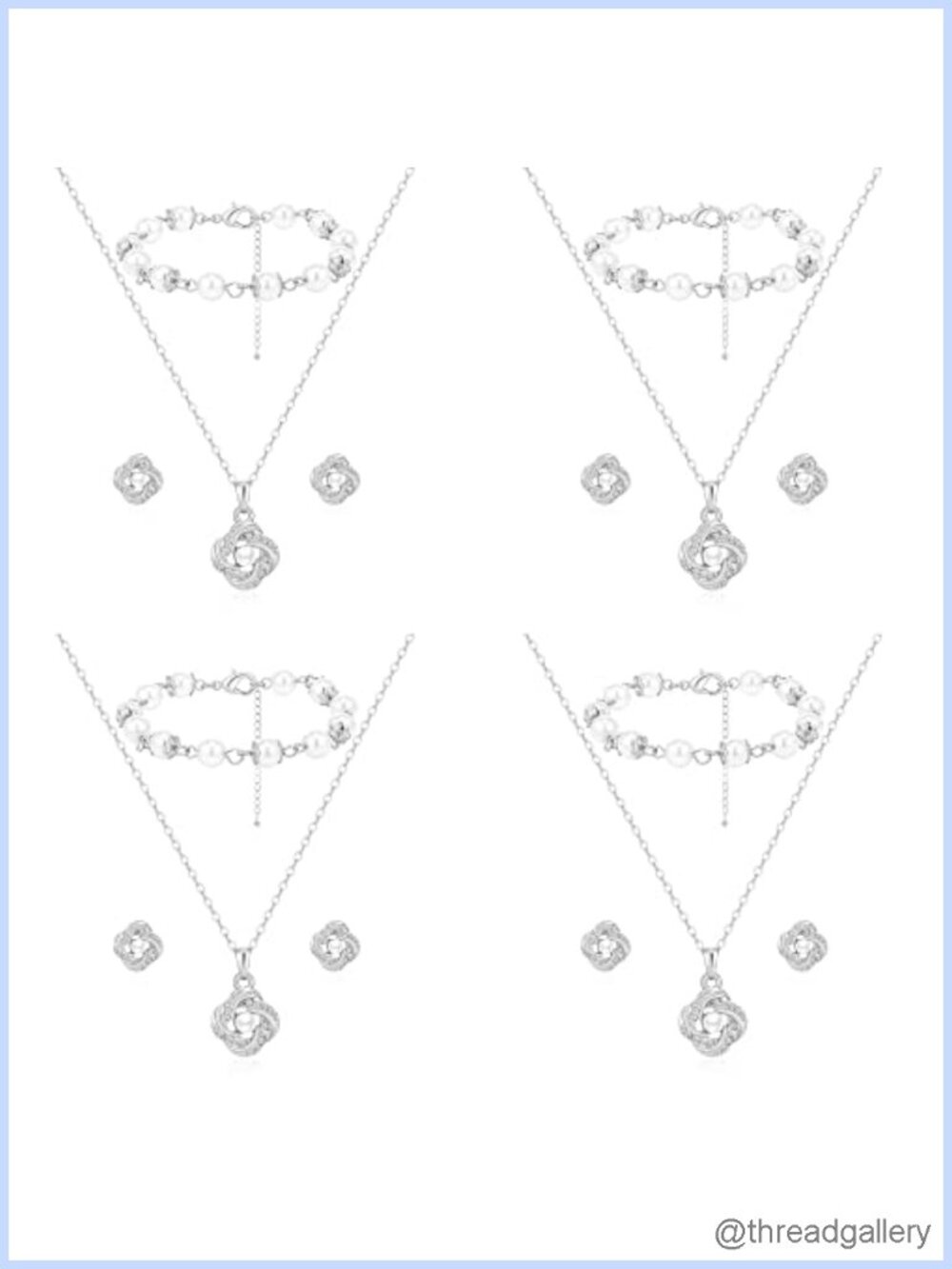18k Gold Plated Love Knot Jewelry Set Necklace Earrings Bracelet Bridesmaid